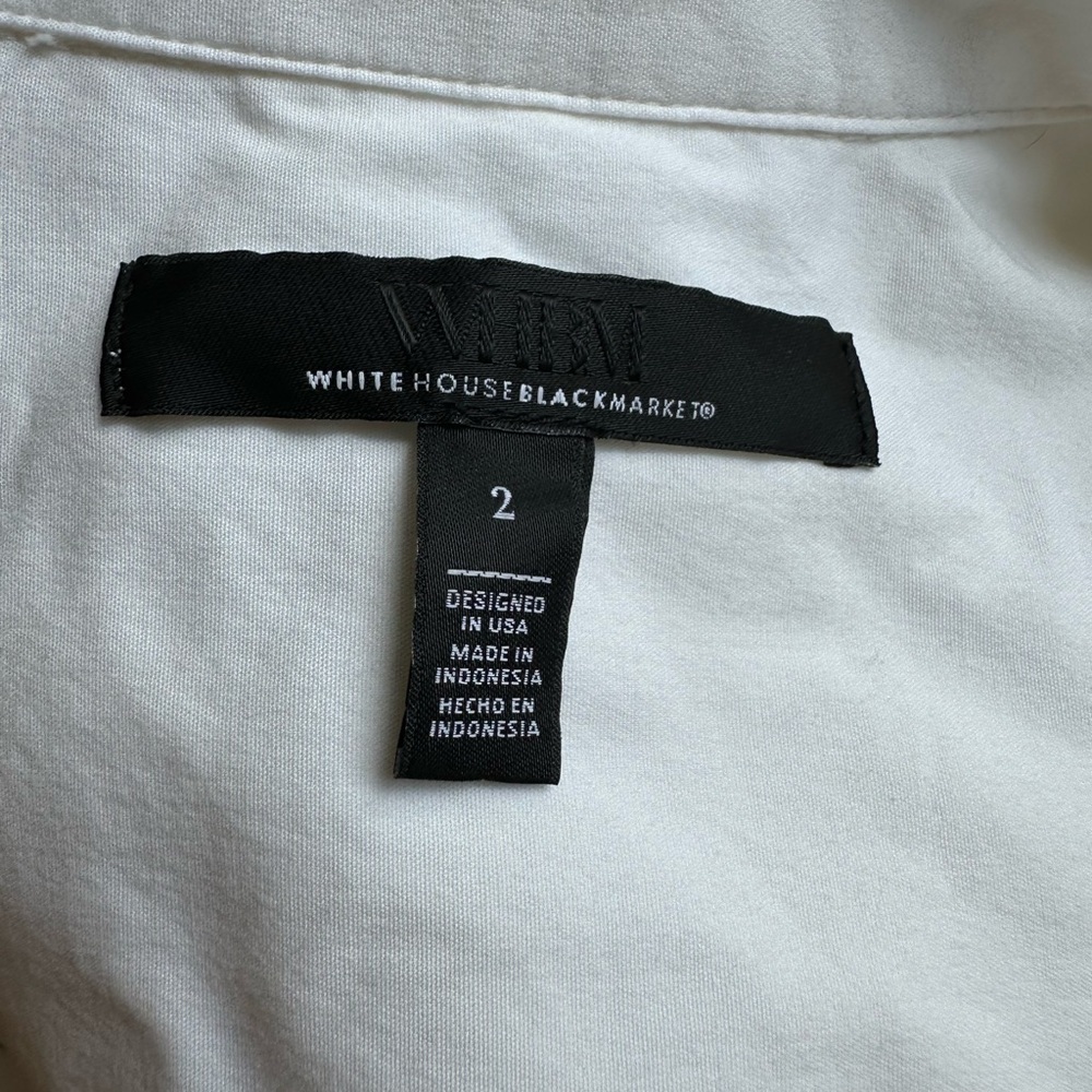 WHBM Poplin Stretch White Oxford Button Down Shirt Sz 2 - Picture 7 of 7